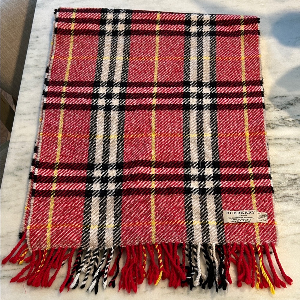 Burberry Red and Black Checkered Scarf